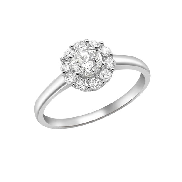 9K White Gold CZ Flower Cluster Ring