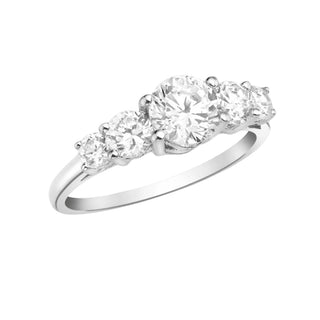 9K White Gold 5-CZ Graduated Half-Eternity Ring