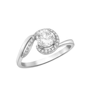 9K White Gold CZ Swirl Ring