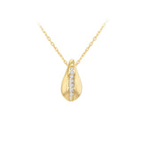 9K Yellow Gold 1mm CZ Teardrop Adjustable Necklace /16"-17"