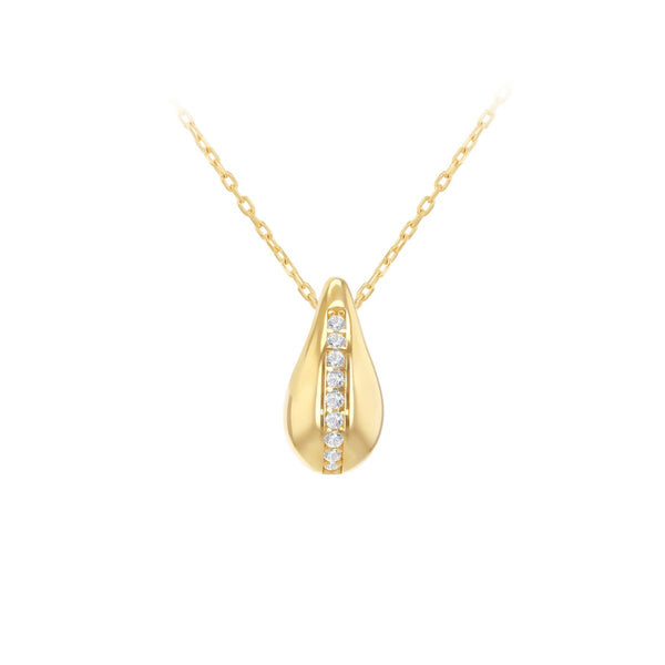 9K Yellow Gold 1mm CZ Teardrop Adjustable Necklace /16"-17"