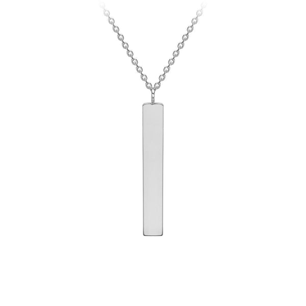 9K White Gold Vertical Bar Adjustable Necklace/ 16"-17"