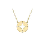 9K Yellow Gold Compass Necklace /16"-17"