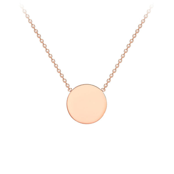 9K Rose Gold 10mm Disc Adjustable Necklace/16"-17"