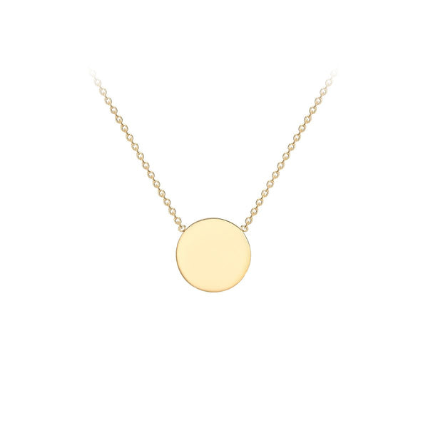 9K Yellow Gold 10mm Disc Adjustable Necklace /16"-17"