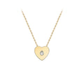 9K Yellow Gold Cubic Zirconia Slider Heart Necklace /16"-18”