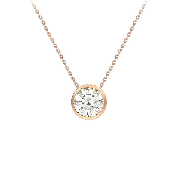 9K Rose Gold 7mm Cubic Zirconia Slider Necklace /16"-18”