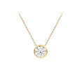 9K Yellow Gold 7mm Cubic Zirconia Slider Necklace /16"-18”
