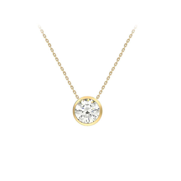 9K Yellow Gold 7mm Cubic Zirconia Slider Necklace /16"-18”