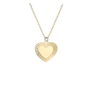 9K Yellow Gold Double Heart Adjustable Necklace /16"-18"