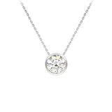 9K White Gold 7mm Cubic Zirconia Slider Necklace /16"- 18”