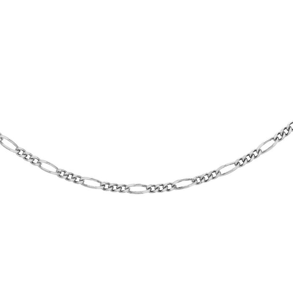 9K White Gold 50 Diamond Cut Figaro Chain /16"