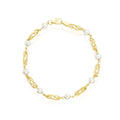 9CT Yellow Gold Freshwater Pearl & Twist Bar Bracelet