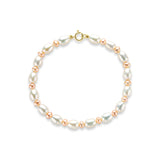 9CT Yellow Gold 5.5mm White Rice Pearl and 3.5mm Pink Button