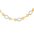 9K 2 Colour Gold Oval & Round Link Necklace /17.5"