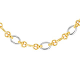 9K 2 Colour Gold Oval & Round Link Necklace /17.5"