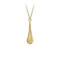 9K Yellow Gold Diamond Cut Teardrop Necklace /17.75"