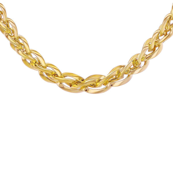 9K Yellow Gold Plaited Woven Link Necklace /17.75"