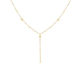 9K Yellow Gold Diamond Cut Ball Y Necklace Adjustable /17"-1