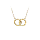 9K Yellow Gold Linked Rings Adjustable Necklace/17"-18"