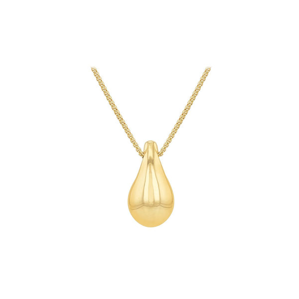 9K Yellow Gold Large Teardrop Adjustable Necklace /17" -18"