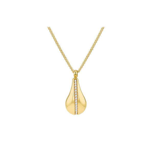 9K Yellow Gold 1mm CZ Teardrop Adjustable Necklace /17" - 18