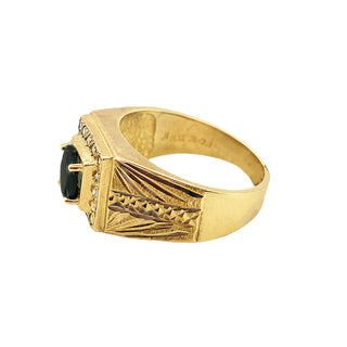 9K Yellow Gold CZ Signet Ring