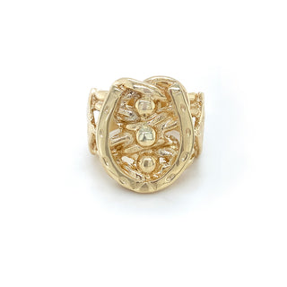 9K Yellow Gold Mens Horseshoe Ring