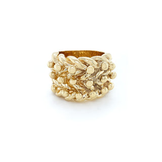9K Yellow Gold 3 Row Keeper Ring