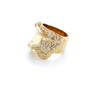 9K Yellow Gold Mens Saddle Ring