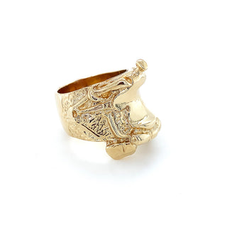 9K Yellow Gold Mens Saddle Ring