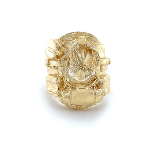 9K Yellow Gold Mens Saddle Ring