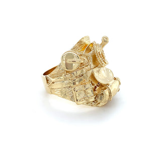 9K Yellow Gold Mens Saddle Ring