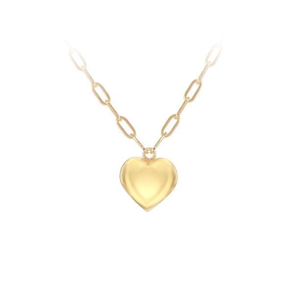 9K Yellow Gold Polished Heart Paper Necklace /18''+1"