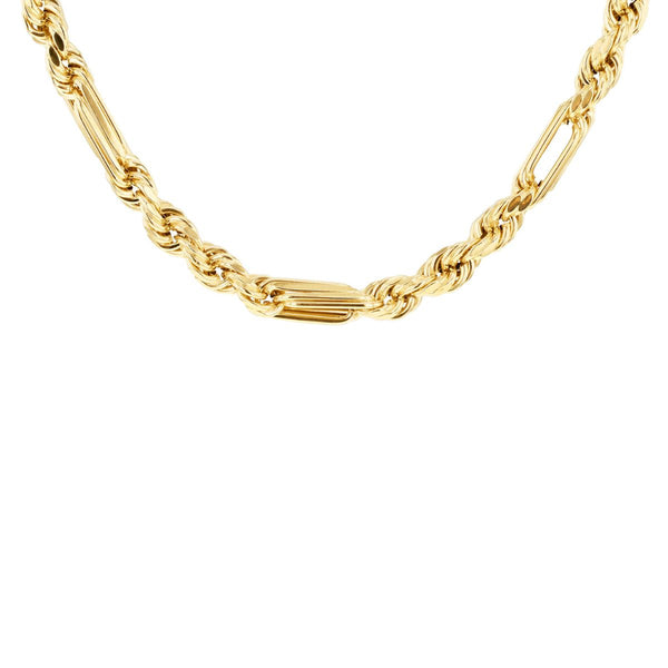 9K Yellow Gold 4.4mm Hollow Dimaond Cut Figarope Chain /18"