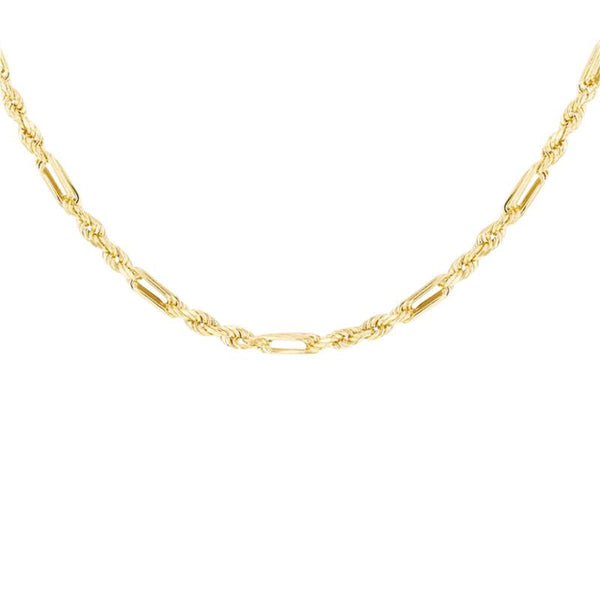 9K Yellow Gold Diamond Cut Figarope Chain /18"
