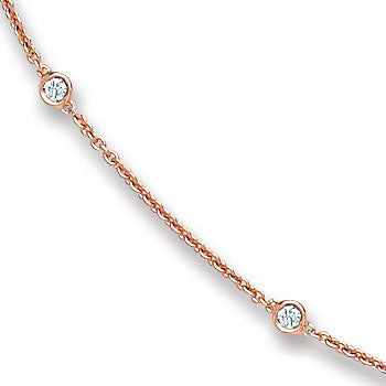 18ct Rose Gold 0.50ct Diamond By The Yard Necklace (18in/45cm)
