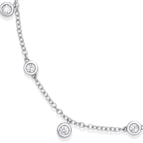 18ct Wg 0.33ctw Rub Over Set Diamond (18in/45cm) Chain
