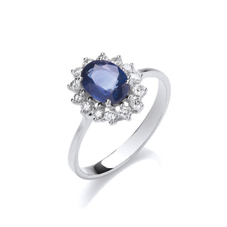 18ct Wg 0.35ct Diamond & 1.40ct Sapphire Ring