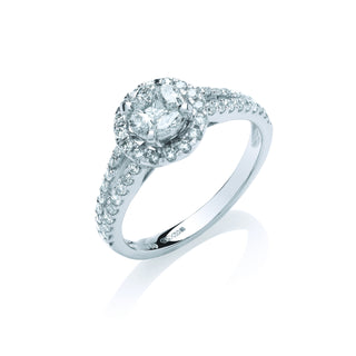 18ct Wg 0.66ct Halo Style Split Shank Diamond Ring