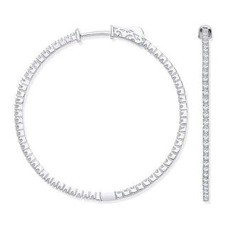 18ct Wg 1.02ctw Diamond Set Inside & Outside Hoop Earrings