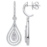 18ct Wg 1.17ct Fancy Pear Shaped Grain Set Drop Earrings