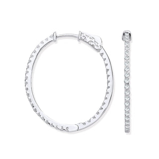 18ct Wg 1.27ctw Diamond Set Inside & Outside Oval Hoops