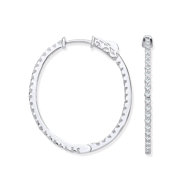 18ct Wg 1.27ctw Diamond Set Inside & Outside Oval Hoops