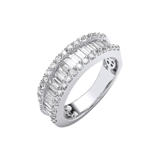 18ct Wg 1.50ct Baguette & Brilliant Diamond Ring