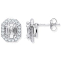 18ct Wg Rd. Baguettes & Emerald Centre 1.40ctw Diamond Studs