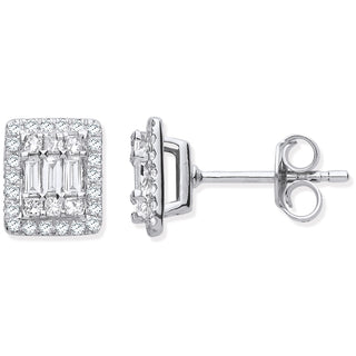 18ct Wg Rectangular Studs Set With 0.50ctw Diamonds