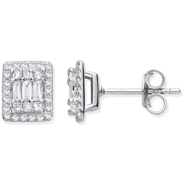 18ct Wg Rectangular Studs Set With 0.50ctw Diamonds