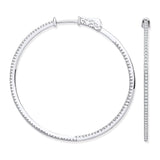 18ct Wg Skinny Hoops Set With 0.72ctw Diamonds Inside & Outside