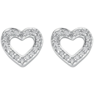 18ct White Gold 0.18ct Diamond Heart Stud Earrings